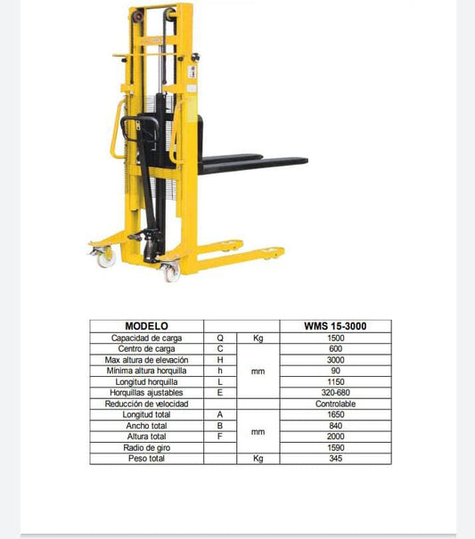 Apilador Manual de 1.5 toneladas
